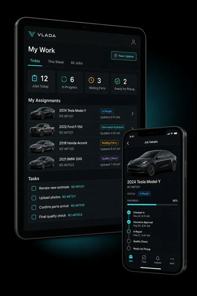 Staff portal on tablet and phone